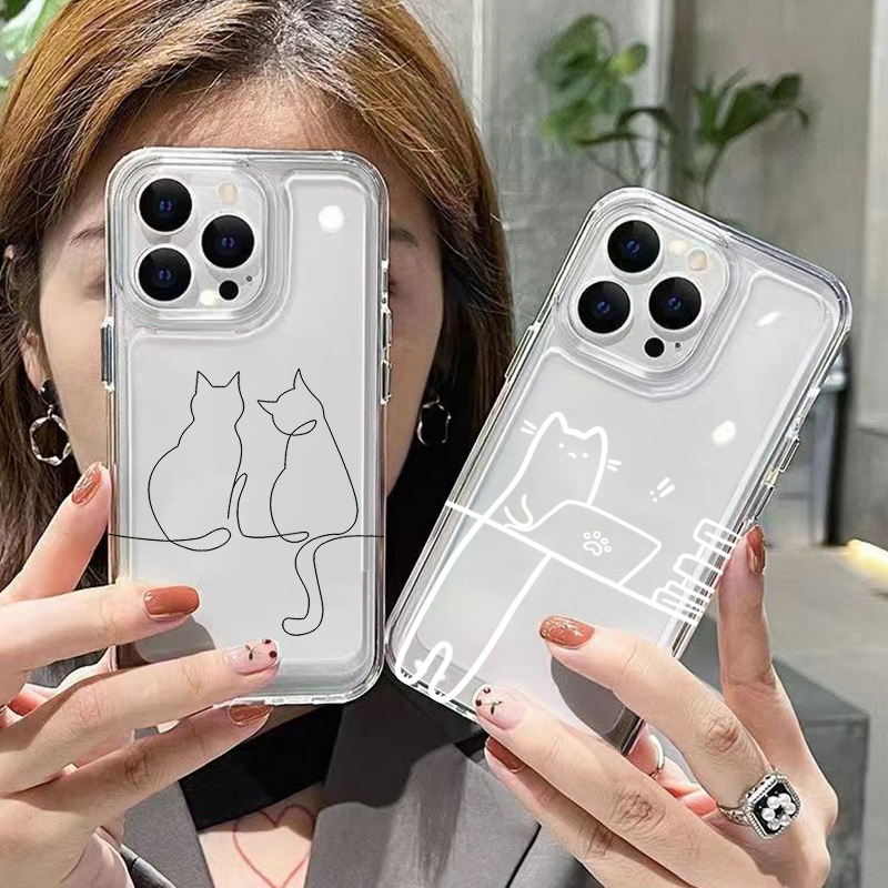 Phone Cases Iphone 15 - Cute Line Cat Custodia Antiurto per