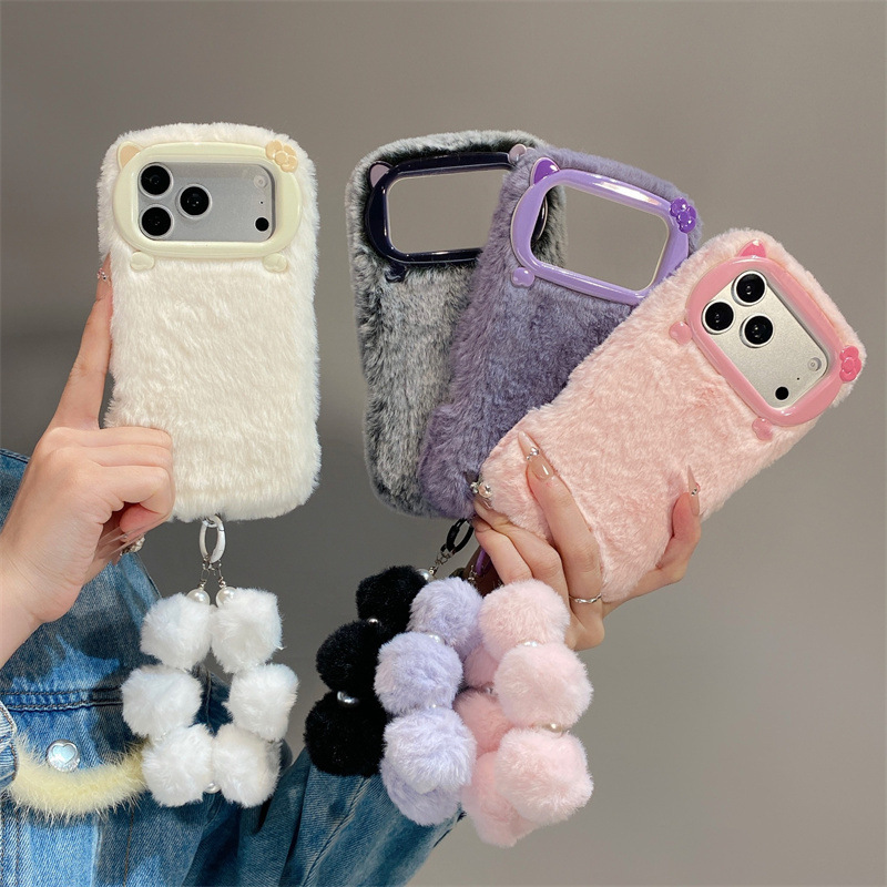 Phone Cases Iphone 15 - Custodia Protettiva Lusso in Pelliccia Sintetica