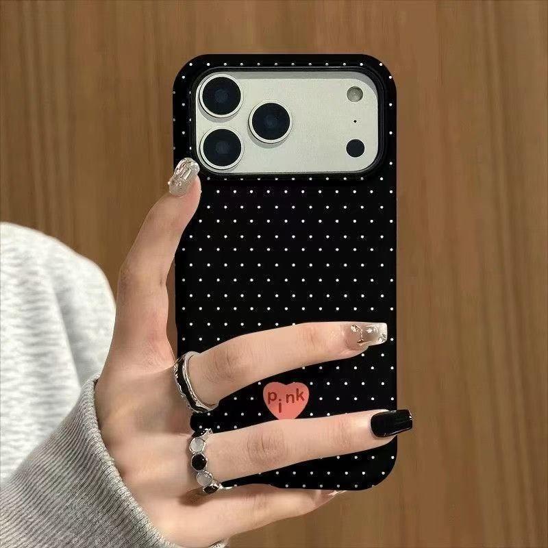 Phone Cases Polka Dot - Custodia Protettiva Antipolvere Nera a Pois